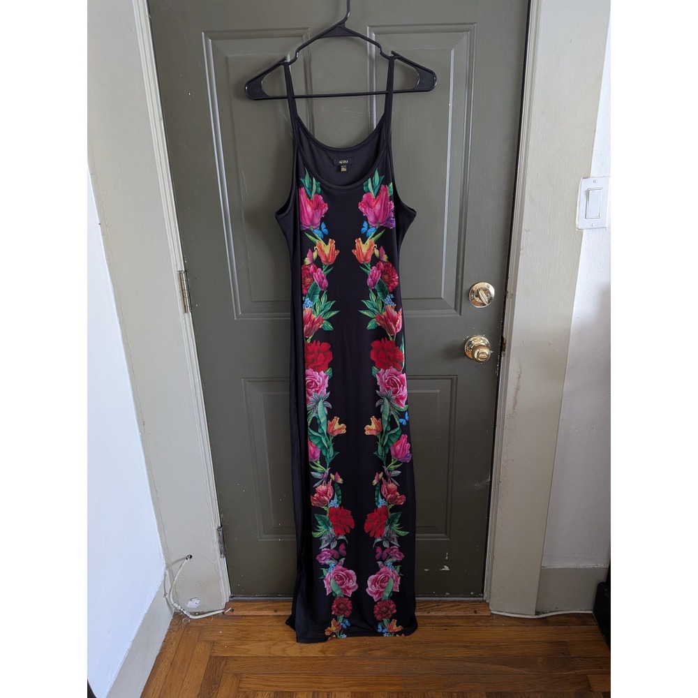 AFRM Ashlyn Mesh Maxi Dress Black Floral Graphic XL - Picture 4 of 9